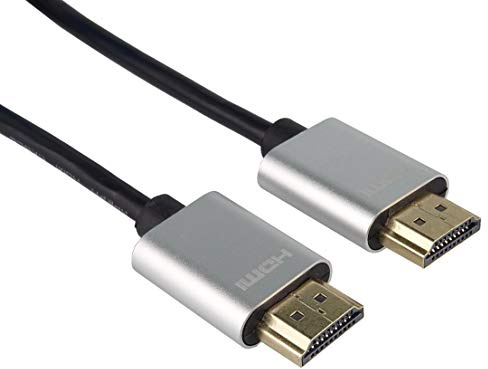 PremiumCord SLIM 4K High Speed HDMI Kabel + Ethernet Kabel 2 m, Video 4K 2160p, FULL HD 1080p, Deep Color, 3D, ARC, HDR, Dolby TrueHD, 10,2Gbps, vergoldete Anschlüsse, schwarz, kphdmes2