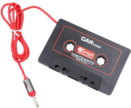 Tenlacum Adaptateur Cassette Audio de Voiture avec câble auxiliaire Jack 3,5 mm pour téléphone MP3/4 Noir