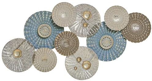 Moderne Wanddekoration Kreisform Metall 90 x 6 x 48 Blau / Beige Hassium