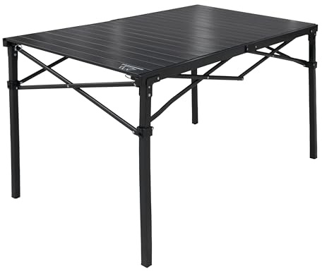 MOUNTAIN SUMMIT GEAR Heavy-Duty Roll-Top Table for Camping (Large) - Portable Aluminum-Top Folding Table with Steel Frame by Caddis Sports