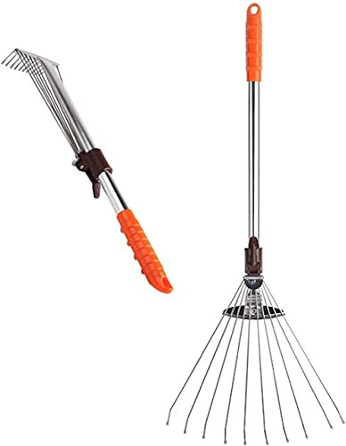 râteau Gazon Balai ratisser Râteau de Feuilles de Jardin télescopique | Ratisser de pelouse Pliable réglable | pour Un Nettoyage Rapide de la pelouse, de la Cour, du ratisser de Jardin