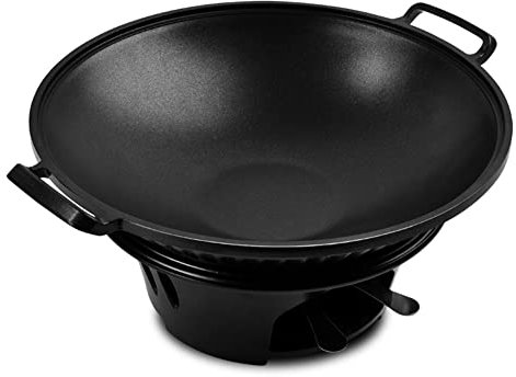 MNSSRN Verdickter Gusseisen-Topf-Set, Heizkörner Alkoholherd Einzelner Kochen-Topf-Feuerkessel-Set,28cm