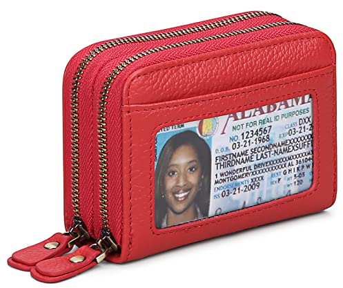 GAEKEAO Damen Geldbörse klein aus Echtes Leder, Geldbeutel für Frauen mit RFID-Schutz, Mini Damen Portemonnaie Münzfach Zipper Brieftasche Kartenhalter mit vielen Kartenfäche