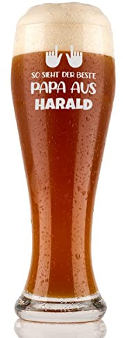 polar-effekt Weizenbierglas Bierglas Bester Papa Geschenke - Vater Geschenke für Papa personalisiert mit Gravur Papa Geschenk - Geburtstagsgeschenk für Männer Weihnachten Weißbier