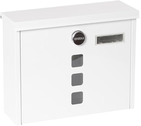 ARREGUI Chance E7101 Postale in Acciaio, Cassetta della Posta con Serratura Coperta e Portanome, Facile de Montare, Bianco, Formato M (DIN A4 e riviste) - 24,5x31,2x10 cm