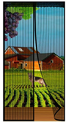 magnetic Screen Door Curtain Insect Screen Doors Screen Mesh Curtain Self-Closing Privacy Door Screen Winter Stop Draft Keep Cold Out Door Cover,Black,105x200cm(41 * 79in)