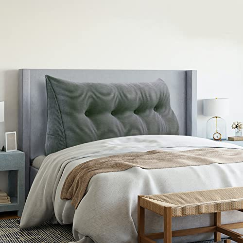 Johnear Keilkissen aus Cordstoff, Ergonomisches Rückenstützkissen mit Schnallen Atmungsaktives Lesekissen für Bett & Sofa, Waschbarer Bezug