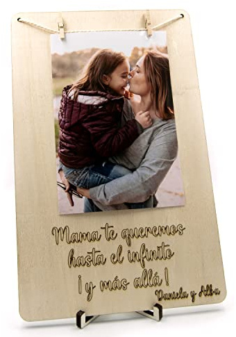 Arluma - Marco de Fotos con Frase Personalizada - Portafotos de Madera Personalizado - Regalo Original Día de la Madre Día del Padre San Valentín Boda Comunión Enamorados Amigos Día de los Abuelos