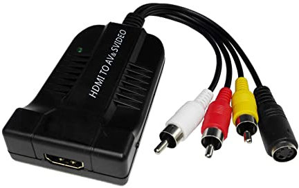 Jerilla Convertitore da HDMI a AV + S-Video Cavo Adattatore da HDMI a RCA 1080P Cavi Video Composito Ingresso HDMI Uscita 3RCA R/L Audio CVBS S-Video per DVD STB VCR PS3 HDTV Monitor