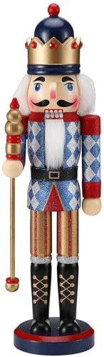Wikay Christmas Nutcracker Soldier Ornament 38cm/15'' Traditional Nutcracker Soldier Puppet Nutcracker Toy Gift for Kids Classic Xmas Decoration Ornament for Christmas Home Decor (Blue)