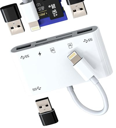 Adaptador OTG para iPhone (6 en 1) para Apple Cargador Lightning Jack Cable a USB Memoria Externa Lector Tarjeta SD TF iPad Cámara Memoria Tarjeta Micro Cámara Reader 14 13 12 11promax Accesorio