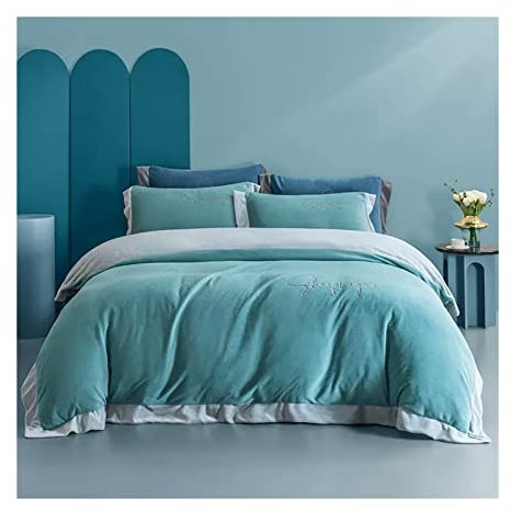Juego de Funda nórdica Gruesa, Cama de Terciopelo Coral de Terciopelo de Leche, Ropa de Cama de Franela de Doble Cara de Invierno de 4 Piezas, edredón, Juego de Lujo Ultra Suave (Color : D, Size : 1