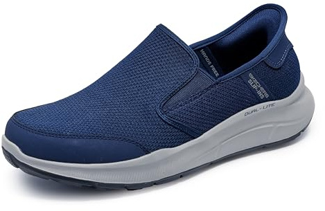 Skechers Equalizer 5.0 Drayze - Tenis sin Cordones para Hombre, Duraleather de Malla Azul Marino, 43 EU