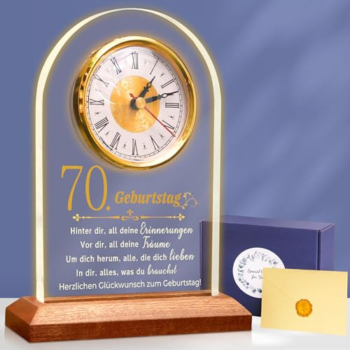 OkiyiD Regalo per il 70° compleanno per donne, regalo di compleanno speciale - orologio da tavolo al quarzo, fantastiche idee regalo, decorazione per coppia, genitori, nonni (70° compleanno)