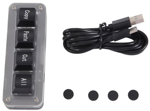 iFutniew Mini 4 Tasten Select Copy Paste Cut All Makro Pad Shortcut Einhand-Tastatur RGB Gaming Mechanische Tastatur OSU-Taste Einfache Installation