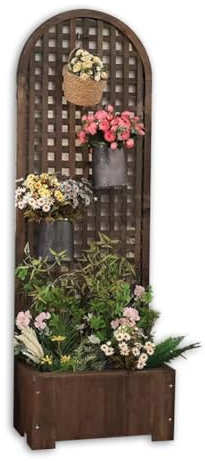 Pflanzkasten mit rankgitter holz Blumenkübel mit Rankgitter Massivholz-Gitterdekoration Teller-Pflanzkübel gerade Kletterpflanzer Zauntrennwände Blumenkasten Zaun Außenbereich Balkon Innenhof ( Color