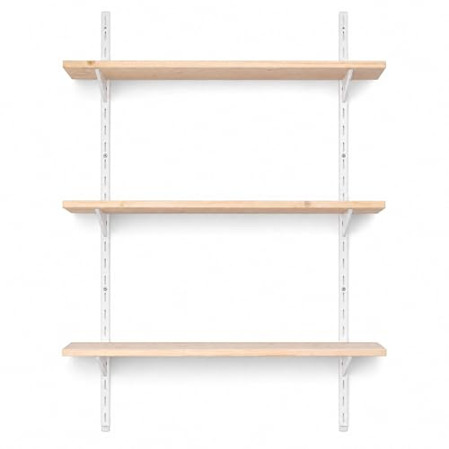 BOOMET Wandregal Metall mit Boden · Regal in 50 Varianten · Höhe: 150 cm · 4 Ebenen in 80 x 25 cm (B x T) · Farbe: weiß · Wandschienen Regalsystem · Regalträger Schienensystem