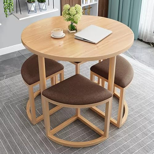 WRYsqbhjyb Esstisch Rund, Runder Tisch-Set, Moderner, Lässiger Runder Esstisch für 4 Personen mit Stühlen für Wohnzimmer, Esszimmer, Empfangsraum (Color : B-1)