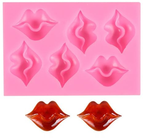 Aublinto Lip Chocolates Red Lips Silicone Mold 7D Shape Sexy Lips Kisses Chocolate Candy Bath Bombs Ice Cube Jelly Cupcake Cake Baking Mould Wedding Party Supplies
