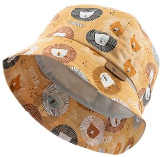 Sterntaler Unisex barnhatt av bomull tryckt med lejon solhatt, Guldbrun, 49