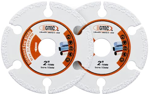BGTEC Diamant-Metalltrennscheibe,2 Stück 50mm vakuumgelötete Trennscheibe Diamanttrennscheibe zum Schneiden von Hartmetall, Legierungen, Eisen, Edelstahl