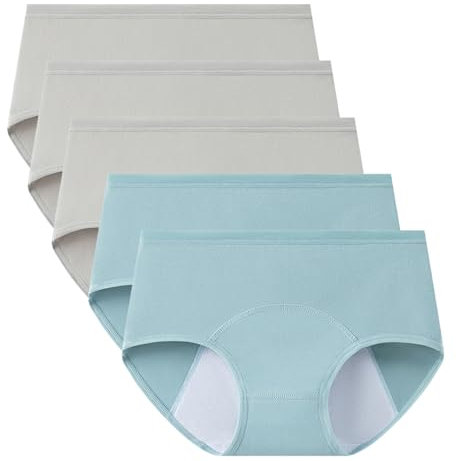 Necalisi Damen Unterwäsche Postpartum Slips Mischfarbe-2 30 ML Saugfähige Menstruationsunterwäsche, Auslaufsichere Periodenunterwäsche für Periode, Postpartum String Frauen 5 pcs L