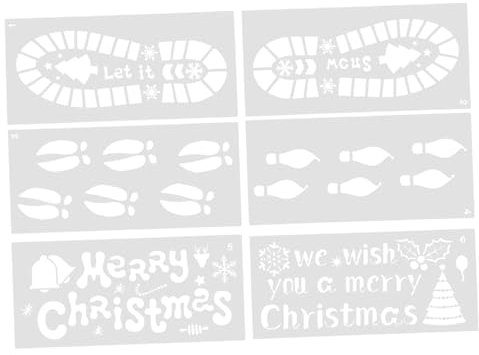 SEWACC 6blätter Teiliges Weihnachts-schablonen Mit Fußabdruck-motiv Wiederverwendbare Art Stencils Aus Robustem Material Kindersichere Glatte Kanten Für Diy Basteln Scrapbooking Fenster