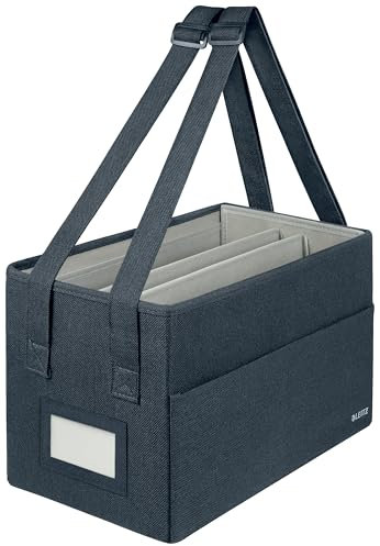 Leitz Desk Sharing Compact Arbeitstasche aus Stoff für hybrides & mobiles Arbeiten, Laptop-Tasche für Notebooks bis 14 Zoll, Verstellbare Träger, Faltbare Tasche für Damen & Herren, Grau, 65760089