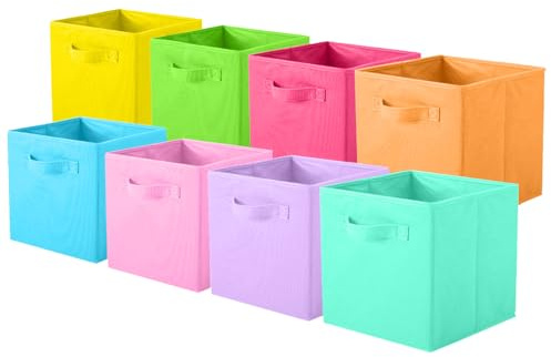 ShellKingdom Storage Bins, Foldable Fabric Storage Cubes And Cloth Storage Organizer Drawer For Closet And Toys Storage, 8 Pack (8 Colors)