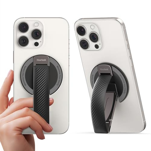 for MagSafe Phone Grip - Klearlook Soft Silicone Finger Strap, Removable Magnetic Phone Ring Holder with Adjustable Kickstand for iPhone 17/16/15/14/13/12 Series, Mag Safe Cases, All Cellphone, Black