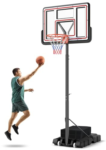 GOPLUS Basketballkorb Outdoor, Korbhöhe 225-305cm verstellbar, Basketball Korb mit Rückwand & Gewichtsbeutel, Basketballständer tragbar mit Rollen, Basketball Hoop für Kinder Jugendliche Erwachsene