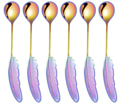 Buketou Creative spoons in multiple colors. They can be used to stir flower tea, coffee, and desserts. They're also great for decoration, collection, or as gifts. (rainbow color)
