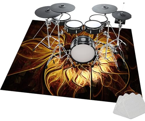 JaevKwzy Schallschutzmatte Schallschutz Teppich | rutschfeste Trommelmatte Drum kit Elektronisch Schlagzeug Teppich | Snare Drum Rug Schalldicht Teppiche | 100 x 80 cm Drum Teppich Schlagzeugteppich