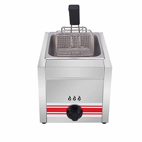Friggitrice a gas commerciale con cestello - Friggitrice a doppio serbatoio in acciaio inossidabile per ristorante e cucina domestica - 10L / 20L / 30L multifunzione di grande capacità