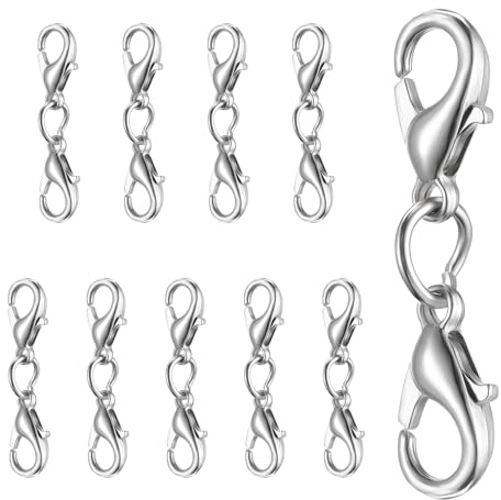 Coptiner 10 pezzi doppia chiusura aragosta estensore in lega di zinco doppio artiglio connettore mini bracciale chiusure di ricambio cordino Snap gancio per fai da te gioielli fai da te fabbricazione