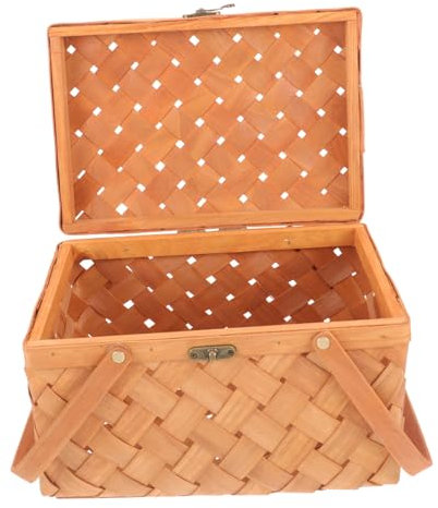 Cestino da picnic vintage con coperchio, cestino portatile per esterni, kit completo da picnic con tovaglietta, portapane, posate e coperture per cibo per mangiare comodamente