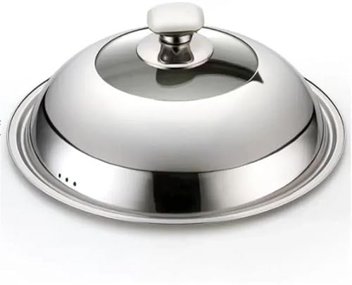 Topfdeckel, Pfannendeckel Sichtbarer Wok-Pfannendeckel aus Edelstahl for Kochen, universelle Pfannenabdeckung, sichtbarer Ersatzdeckel for Brat-Wok-Topf, hochwertige gewölbte Wok-Abdeckung(33cm)