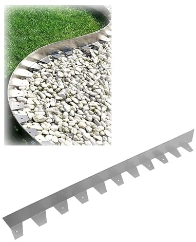 Genérico Borde de jardín Resistente de Acero Inoxidable 304 - Borde Curvo de 1 mm de Grosor for césped, parterres y separación de Grava y mantillo.(8x3x0.05cm)