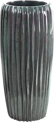 Klocke Dekorationsbedarf Moderne & Hochwertige Pflanzvase/Pflanzkübel - Fiberglas - Mit Einsatz - Indoor & Outdoor - Wetterbeständig (Marmorgrün, H: 75 cm - Ø 42 cm)