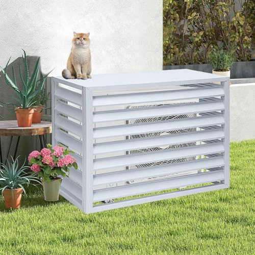 Sichtschutzzaun für Klimaanlagen aus Aluminium, Diebstahlschutz und Geräuschreduzierung, hält den Garten ordentlich, wetterfest, weiß, 110 cm