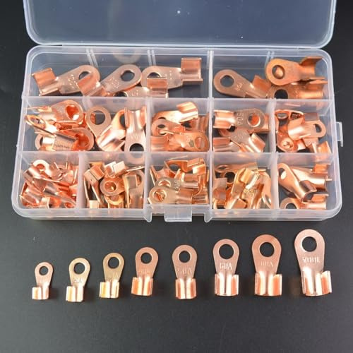 Capicorda Elettrici，Capicorda Terminali del connettore cavo della batteria di rame 90pcs Aperto i terminali filo