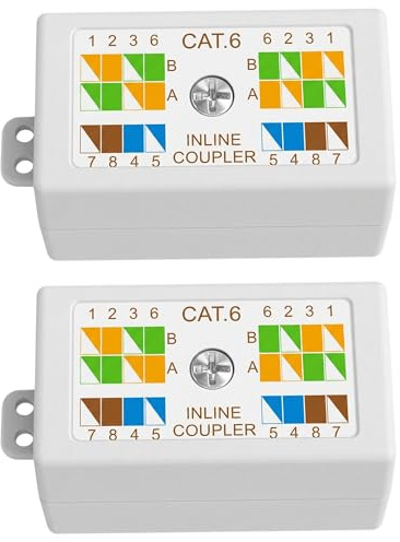RJ45 Cat6 Ethernet Junction Box, 2 Packs | Stable Connection, Compatible with Cat6/Cat5e Network Cables, for Ethernet Cable Joining