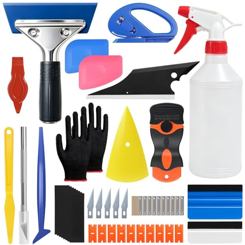 Seconero 48 Stück Rakel für Folie, Folierungs Werkzeug Kit für Wrap Auto