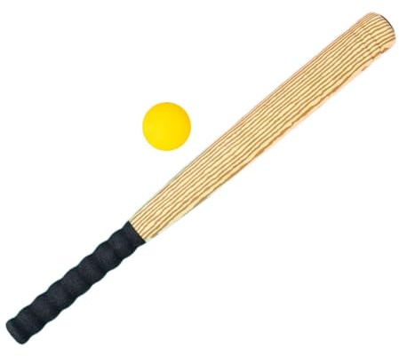 kesurpae Set di mazze da baseball leggere in legno con venature del legno per bambini e sport all'aria aperta, resistenti all'usura, in EVA, per l'allenamento
