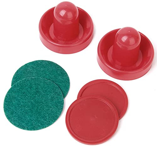 Air Hockey Pushers and Pucks Set, Plastic, Red, 7.5cm Diameter Pushers, 6.3cm Diameter Pucks, 2 Pushers and 2 Pucks Included