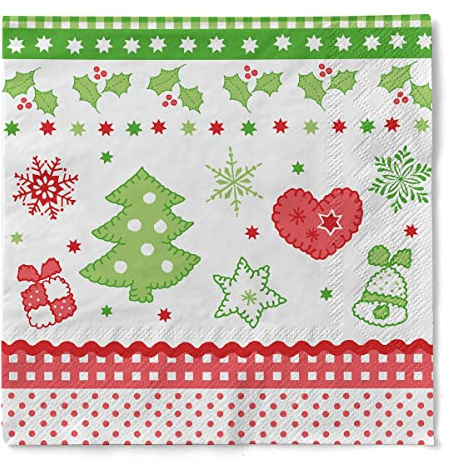 Sovie HORECA Weihnachtsserviette Christmas aus 3-lagigem Tissue 33x33 cm, Einweg Serviette Weihnachten Advent X-Mas Weihnachtsfeier, Papierservietten 100 Stück