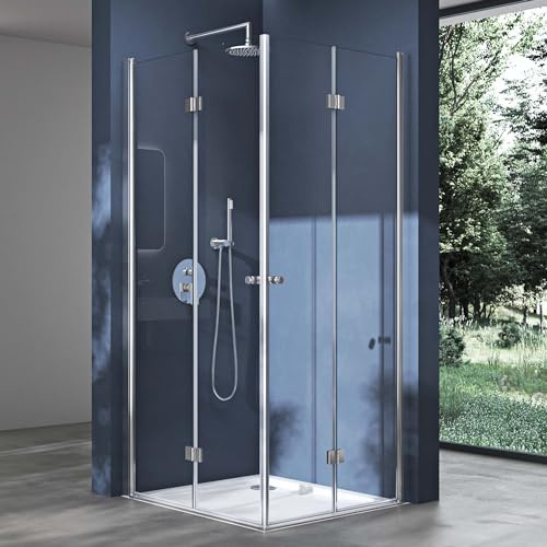 doporro Eck-Duschkabine Eckdusche Ravenna26 75x75x190cm Duschabtrennung inkl. 4cm flacher Duschtasse in Weiß ESG-Sicherheitsglas Klarglas inkl. beidseitiger Easy-Clean-Beschichtung