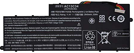 ASKC 30WH 2640mAh AC13C34 Laptop Battery for Acer Aspire V5-122P V5-122P-0408 V5-122P-0467 V5-122P-0468 E3-111 E3-112 V5-132 V5-132P Series 3ICP5/60/80 KT.00303.005