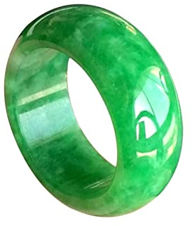 BXSMNH Anillo de Jade for Mujer, Anillo de Banda de Esmeralda de Jadeíta Verde Genuina Birmana Natural, Joyería (Size : 19mm)