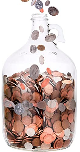 Skywin Swear Jar, Glass Coin Jar for Adults, Large Money Jar, Coin Bank, Piggy Bank for Storing Coins & Change (Outer Diameter: 1.5 Inches, Inner Diameter: 0.95 Inches)